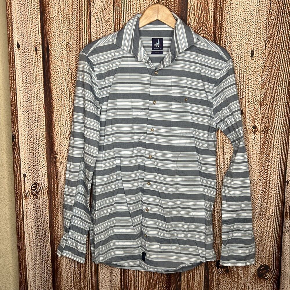 Johnnie-O Shirt Mens Medium Blue Striped Button Down Lightweight